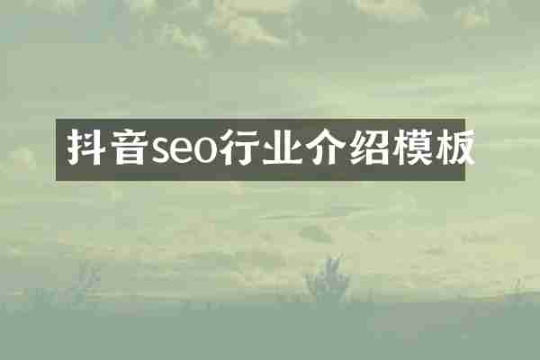 抖音seo行业介绍模板
