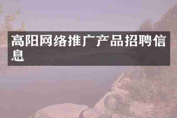 高阳网络推广产品招聘信息