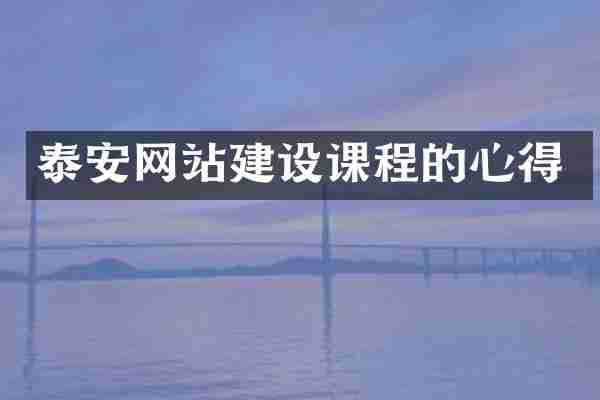 泰安网站建设课程的心得