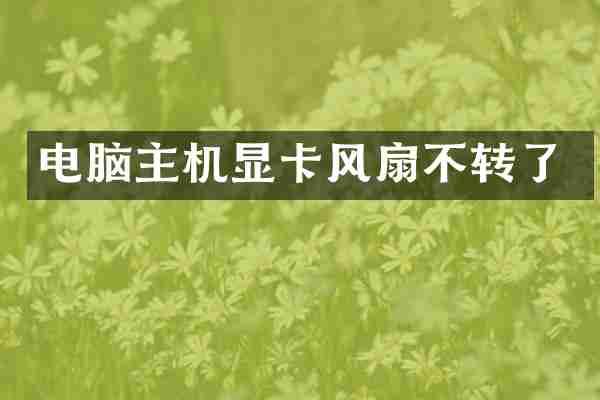 电脑主机显卡风扇不转了