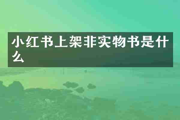 小红书上架非实物书是什么