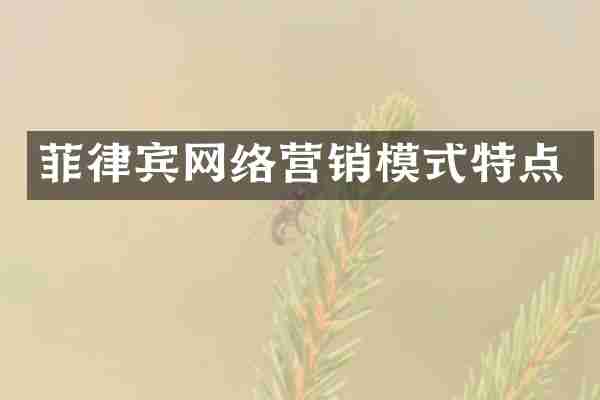 菲律宾网络营销模式特点