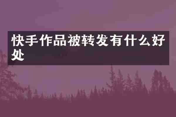 快手作品被转发有什么好处