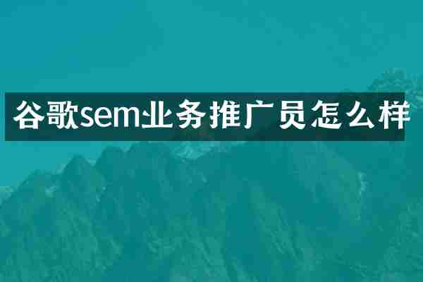 谷歌sem业务推广员怎么样
