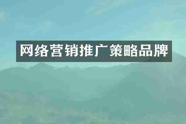 网络营销推广策略品牌