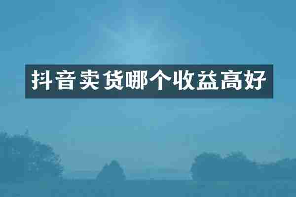 抖音卖货哪个收益高好
