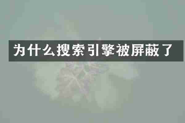 为什么搜索引擎被屏蔽了