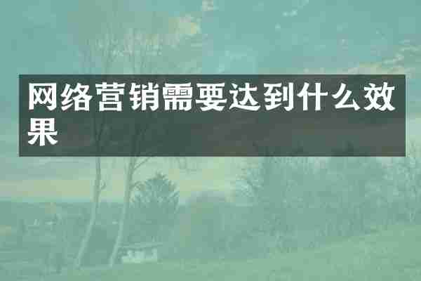 网络营销需要达到什么效果