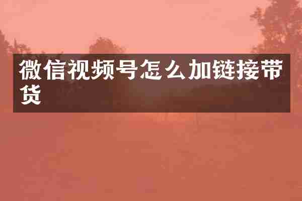 微信视频号怎么加链接带货