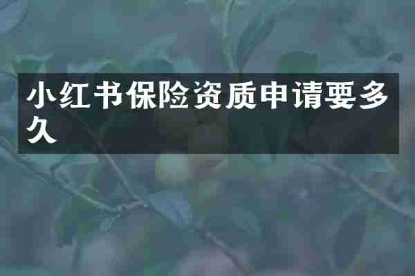 小红书保险资质申请要多久