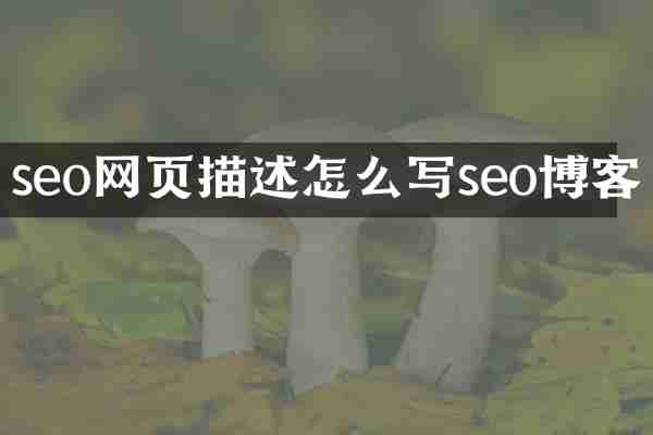 seo网页描述怎么写seo博客