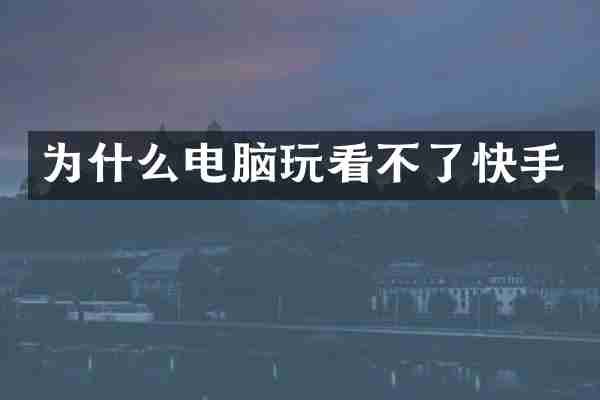 为什么电脑玩看不了快手