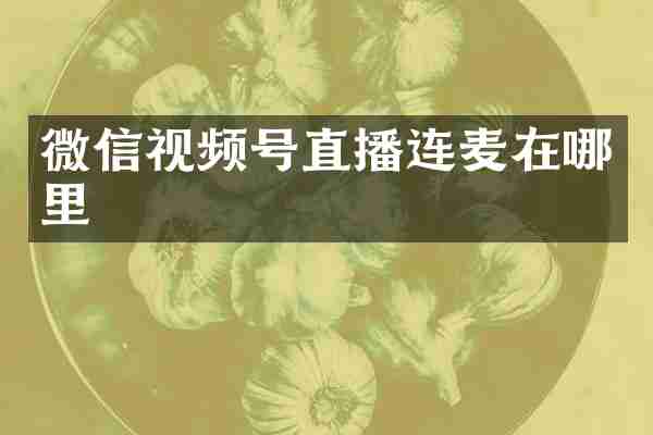 微信视频号直播连麦在哪里