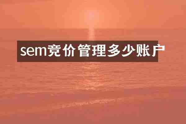 sem竞价管理多少账户