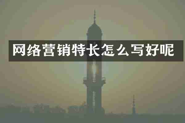 网络营销特长怎么写好呢