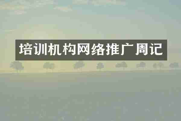 培训机构网络推广周记