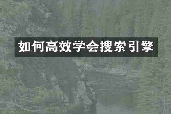 如何高效学会搜索引擎