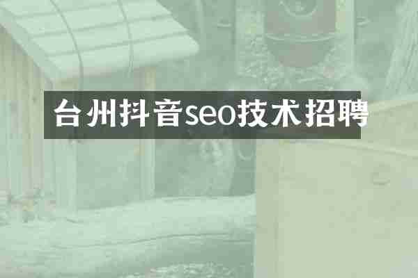 台州抖音seo技术招聘