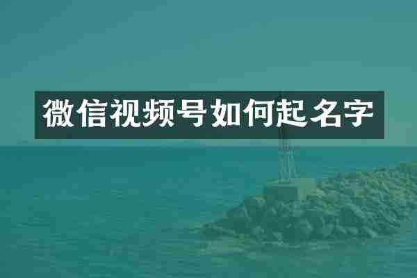 微信视频号如何起名字