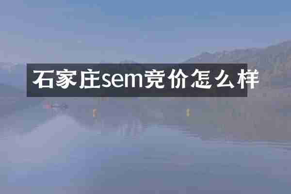 石家庄sem竞价怎么样