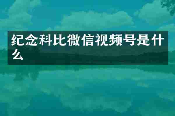 纪念科比微信视频号是什么