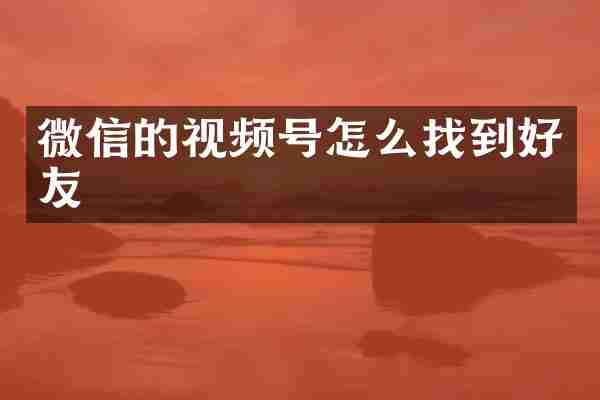 微信的视频号怎么找到好友