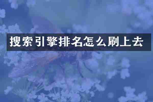 搜索引擎排名怎么刷上去