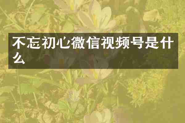 不忘初心微信视频号是什么