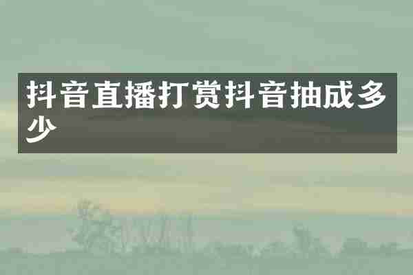 抖音直播打赏抖音抽成多少