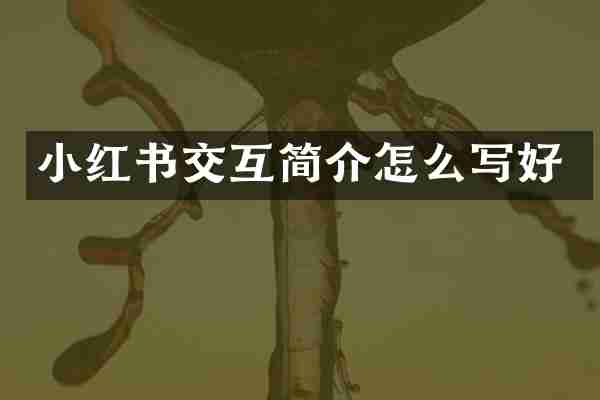 小红书交互简介怎么写好