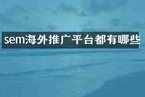 sem海外推广平台都有哪些