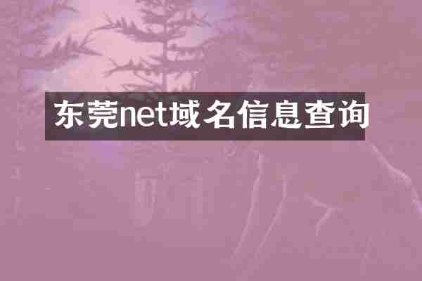 东莞net域名信息查询