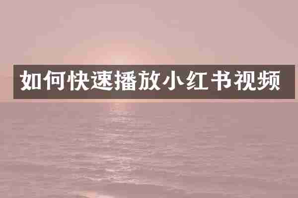 如何快速播放小红书视频