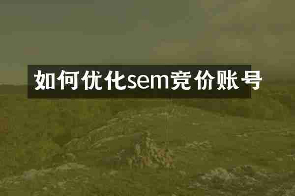 如何优化sem竞价账号
