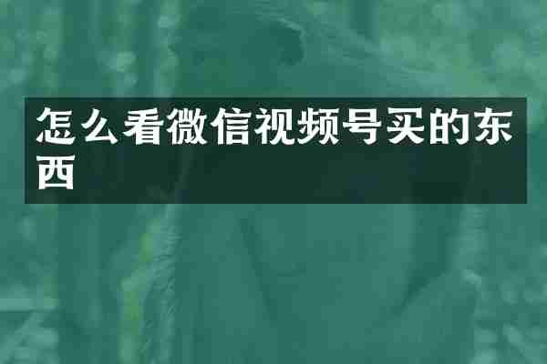怎么看微信视频号买的东西