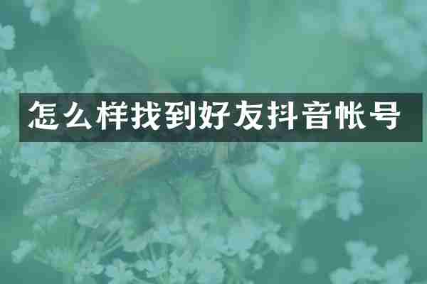 怎么样找到好友抖音帐号