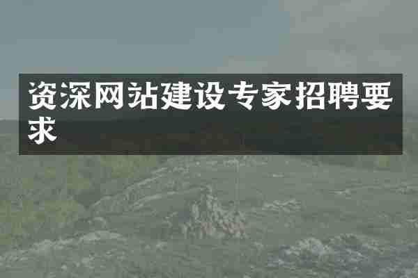 资深网站建设专家招聘要求