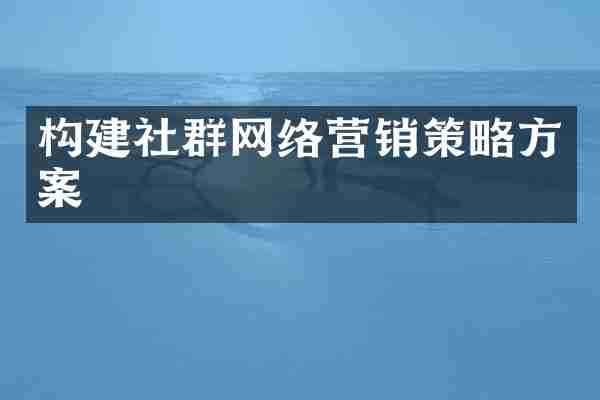 构建社群网络营销策略方案