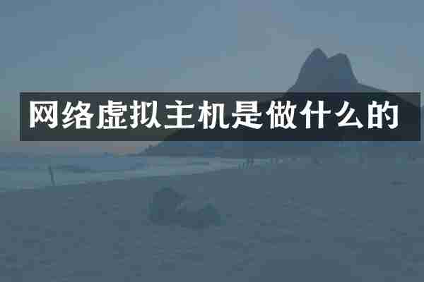 网络虚拟主机是做什么的