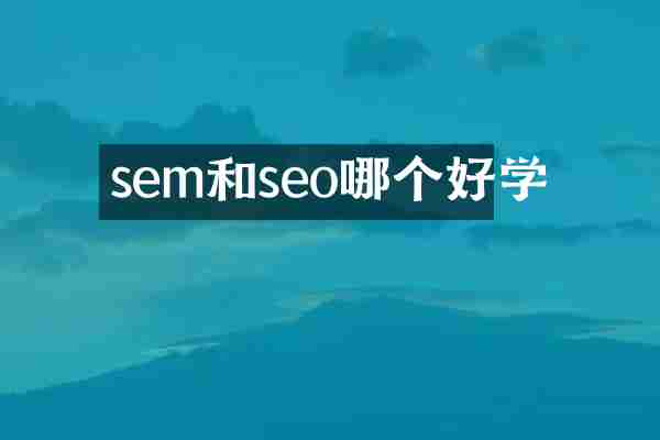 sem和seo哪个好学