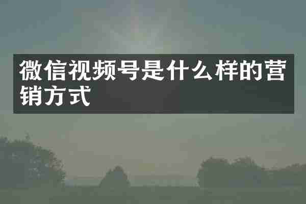 微信视频号是什么样的营销方式
