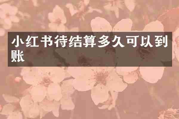 小红书待结算多久可以到账