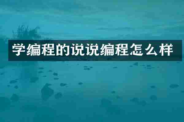 学编程的说说编程怎么样
