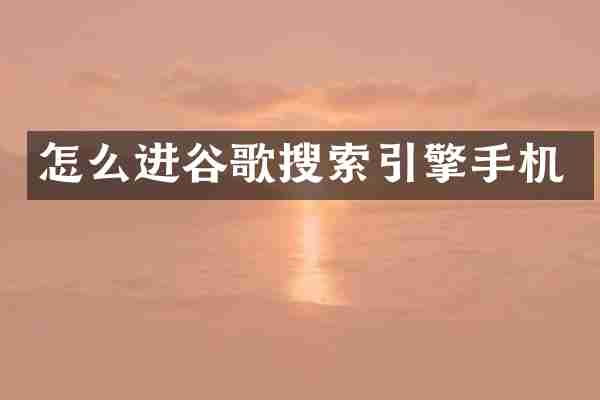 怎么进谷歌搜索引擎手机