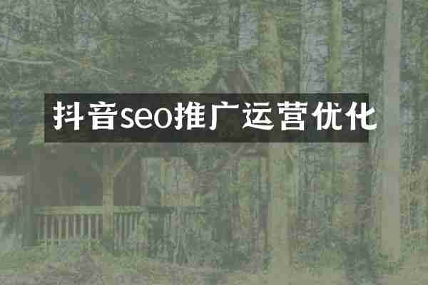 抖音seo推广运营优化