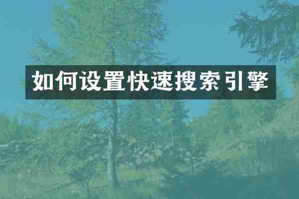 如何设置快速搜索引擎