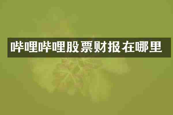哔哩哔哩股票财报在哪里