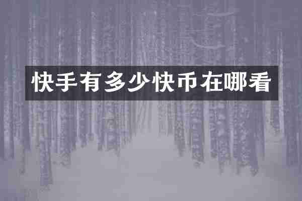 快手有多少快币在哪看