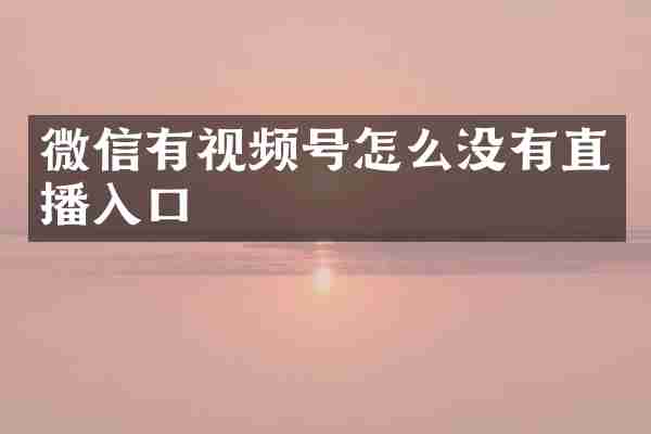 微信有视频号怎么没有直播入口