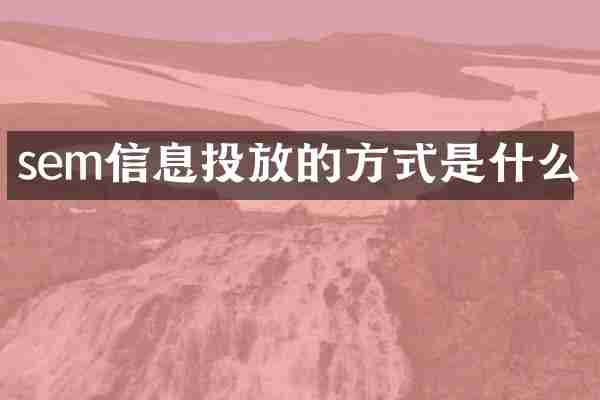 sem信息投放的方式是什么